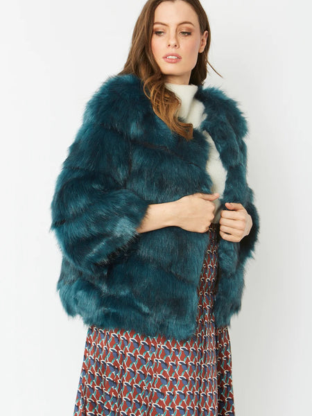 Teal Faux Fur Ella Coat-0