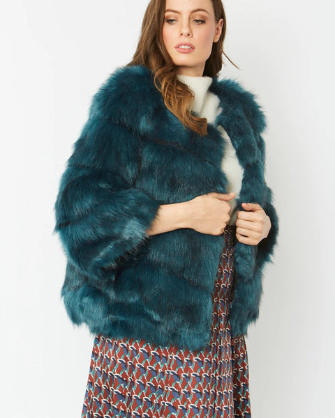 Teal Faux Fur Ella Coat-0
