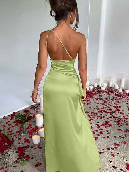 Selene Beaumont — Elegant One-Shoulder Satin Backless Maxi Dress, alternate view 22