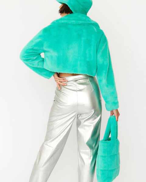 Turquoise Faux Fur Bucket Hat