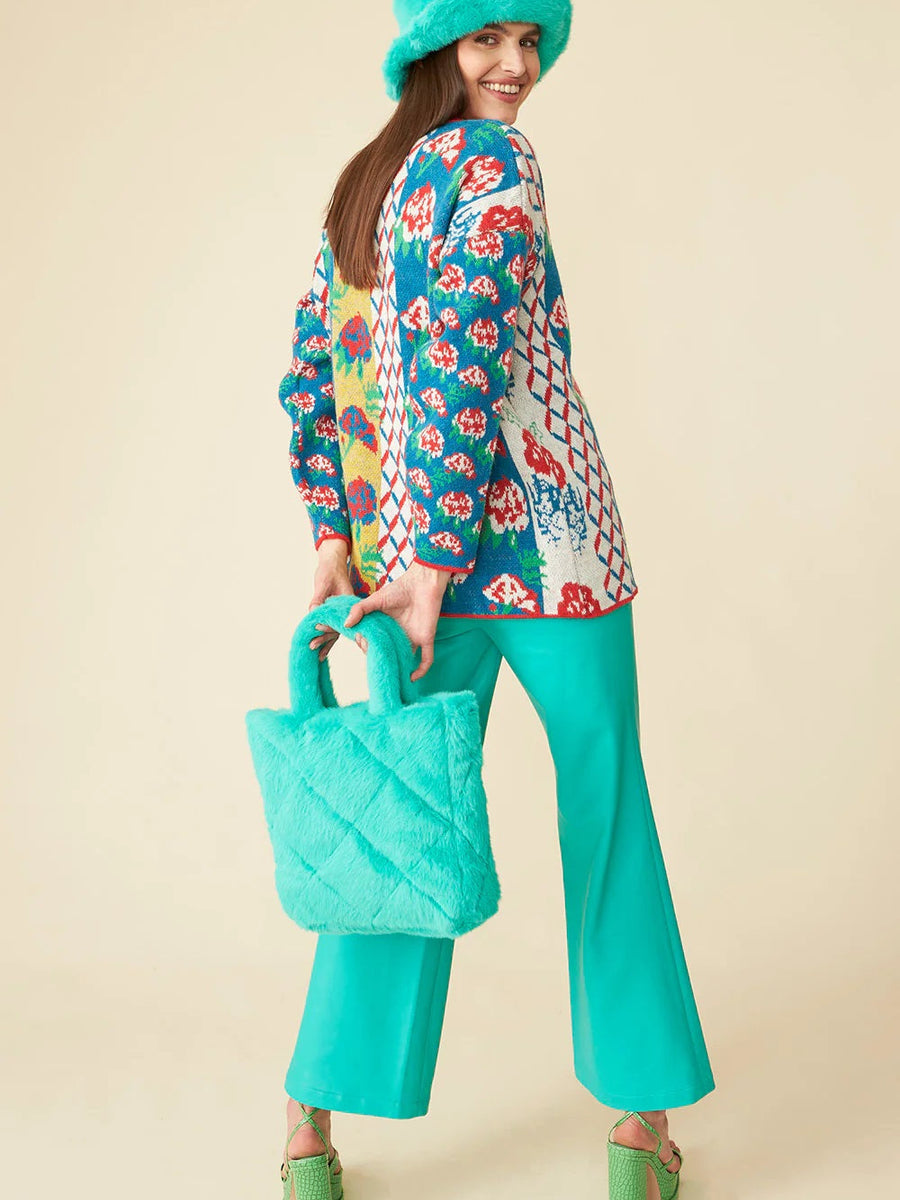 Turquoise Faux Fur Bucket Hat