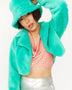 Turquoise Faux Fur Bucket Hat
