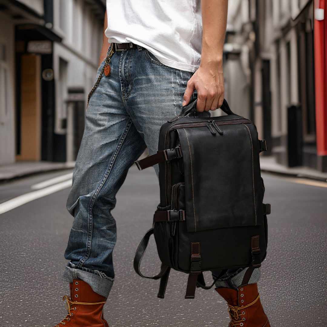 Vincent™ — Casual Leather Backpack Men's Statement Handbag, alternate view 2