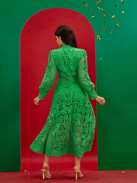 Vintage Green Lace Long Dress