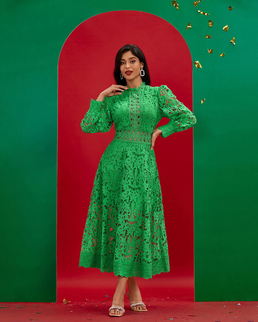Lior Vallière — Vintage Green Lace Long Dress, alternate view 2