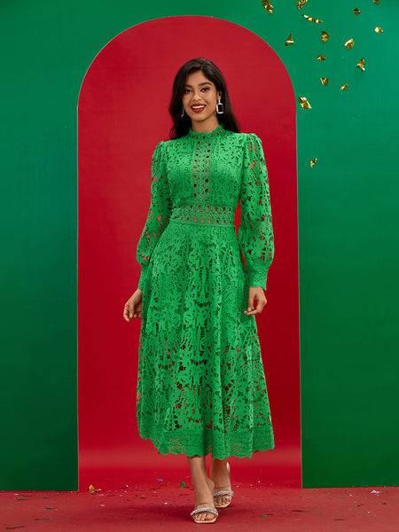 Vintage Green Lace Long Dress