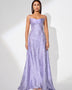 Purple Jacquard Strap Flared Dress - Opulent Empire
