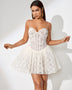 Elegant Vintage Lace Mini Dress with Straps in Cream