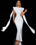 White Party Cutout Mesh Maxi Dress