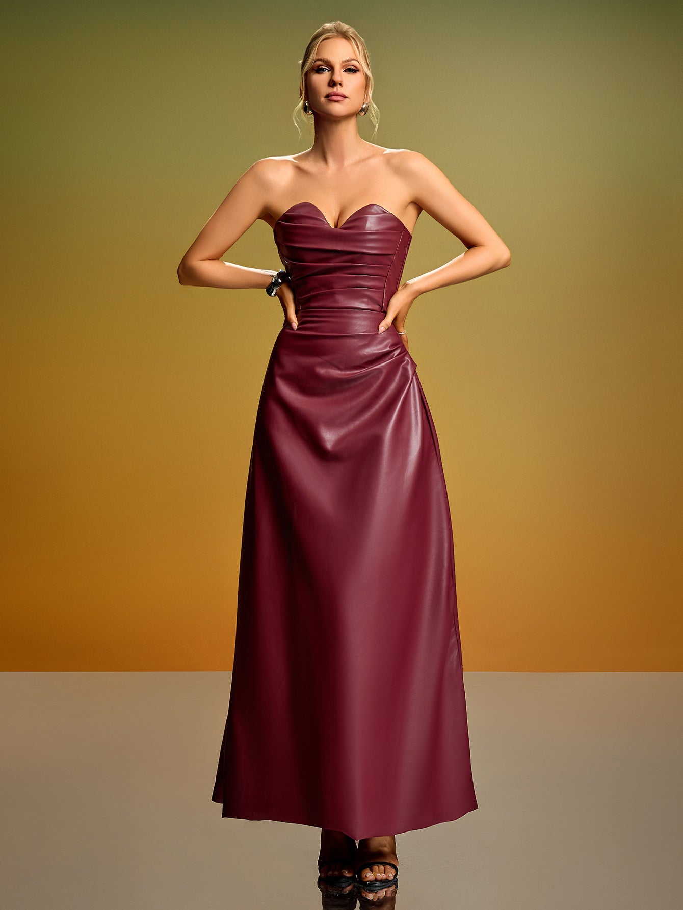Lucienne Fontaine — Strapless Corset PU Leather Maxi Dress, alternate view 5