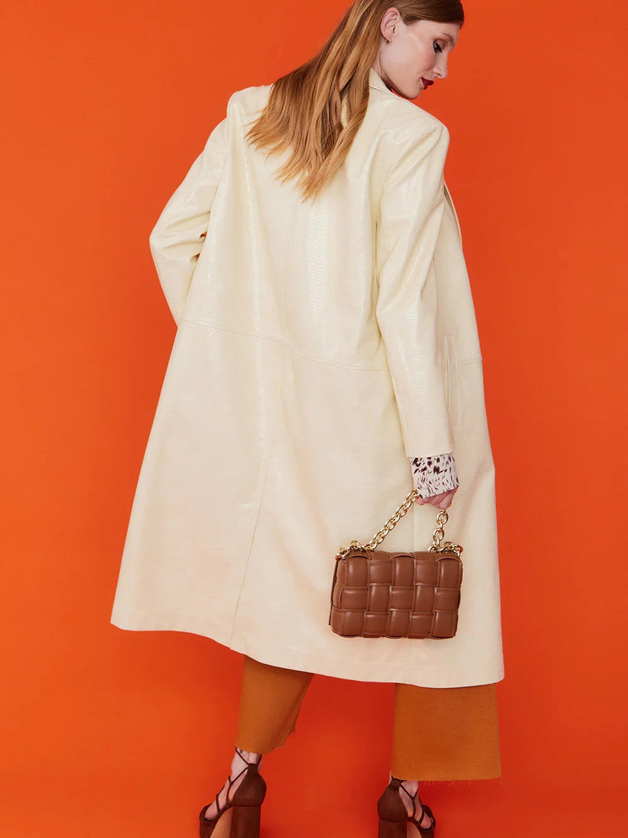 Yellow Eco Leather Trench Coat-3