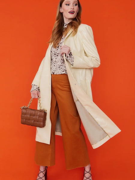 Yellow Eco Leather Trench Coat-0