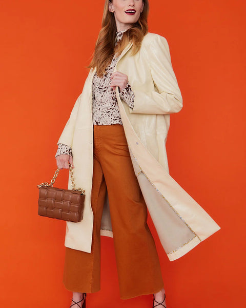 Yellow Eco Leather Trench Coat-0