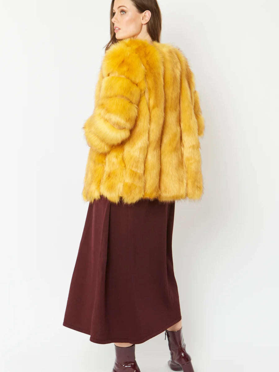 Yellow Faux Fur Coat