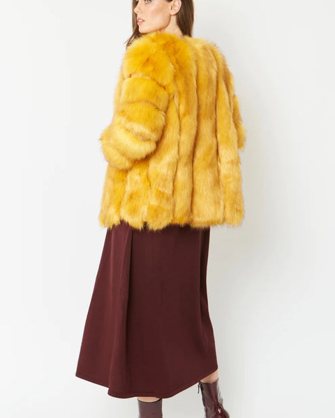 Yellow Faux Fur Coat