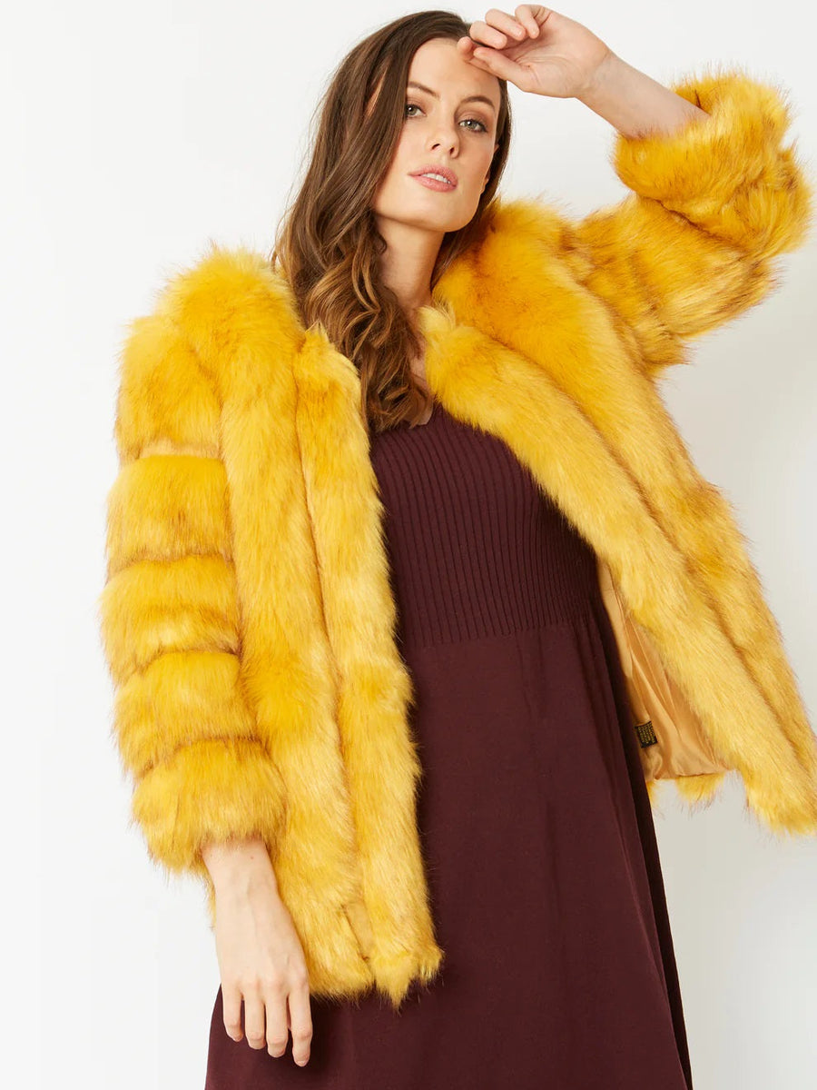 Yellow Faux Fur Coat