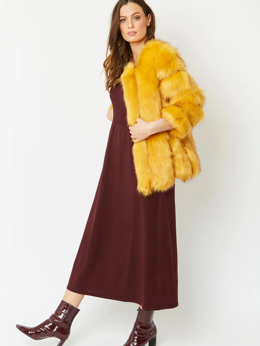 Yellow Faux Fur Coat