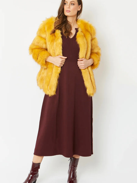 Yellow Faux Fur Coat