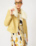 Yellow Faux Leather Jacket With Faux Shearling Collar-0