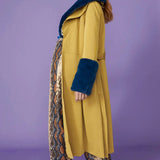 Yellow Faux Leather Trench Coat with Faux Fur Collar and Cuffs-2