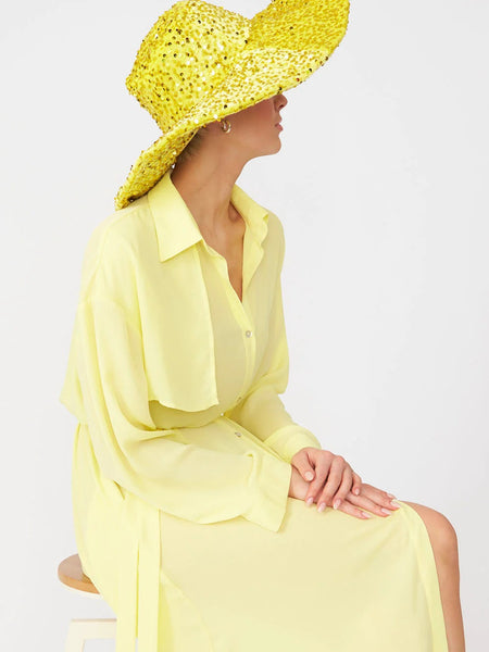 Yellow Sequin Handmade Flapper Hat