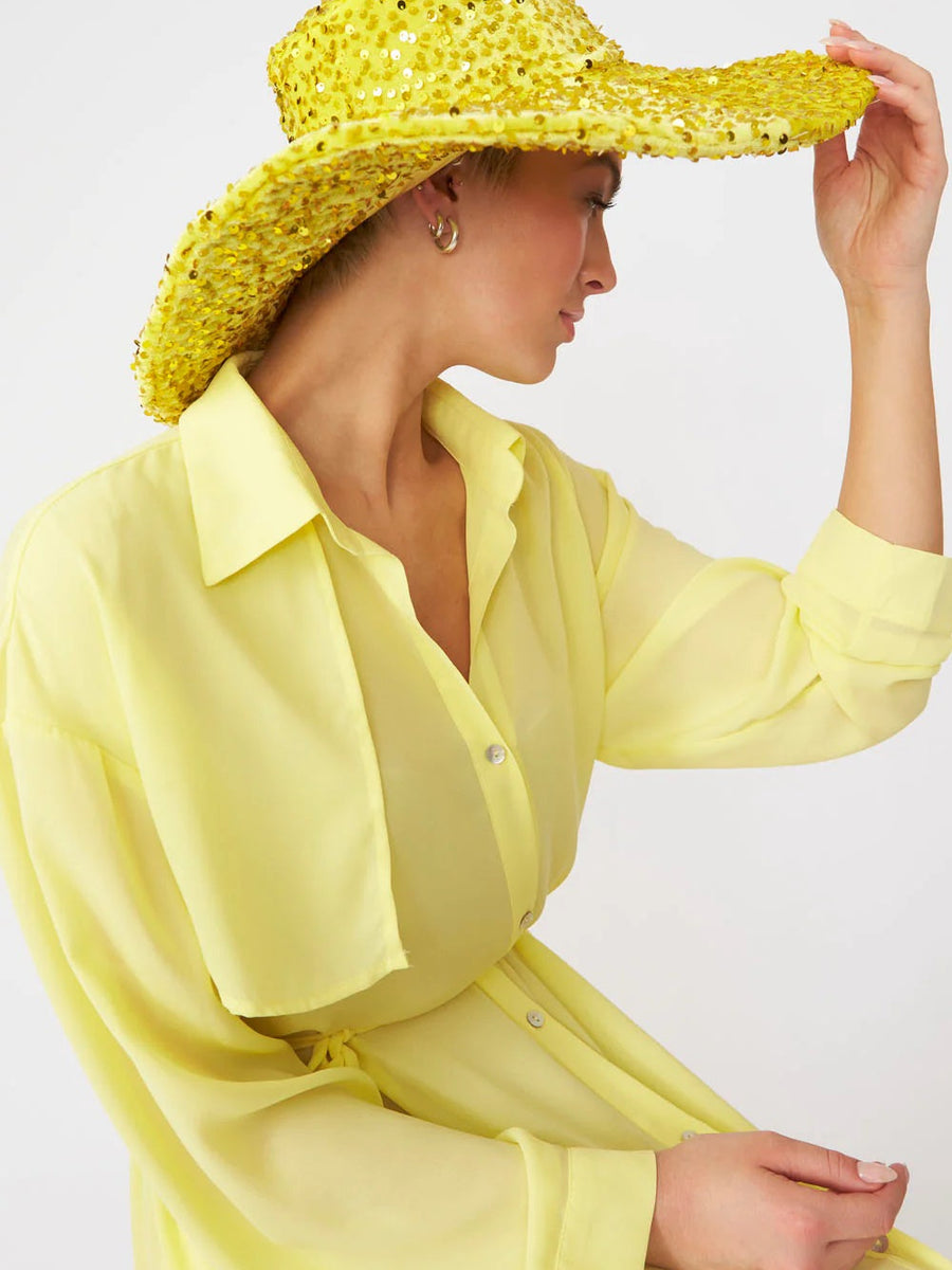 Yellow Sequin Handmade Flapper Hat