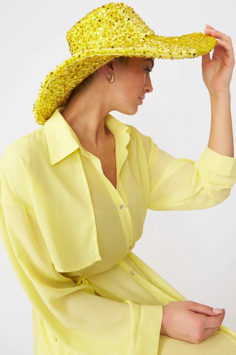Rowan Versailles — Yellow Sequin Handmade Flapper Hat, alternate view 2