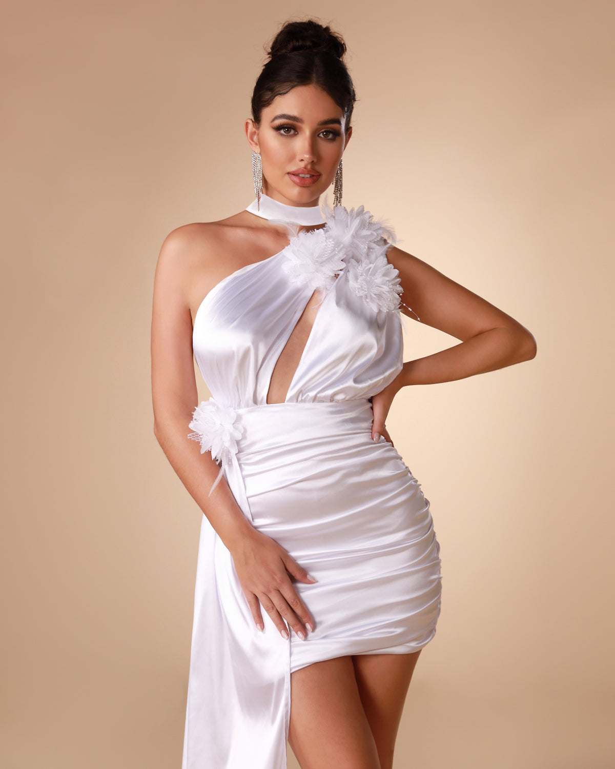 Monroe Marceau — Mini Satin One-Shoulder Dress, Elegance and Style, alternate view 5