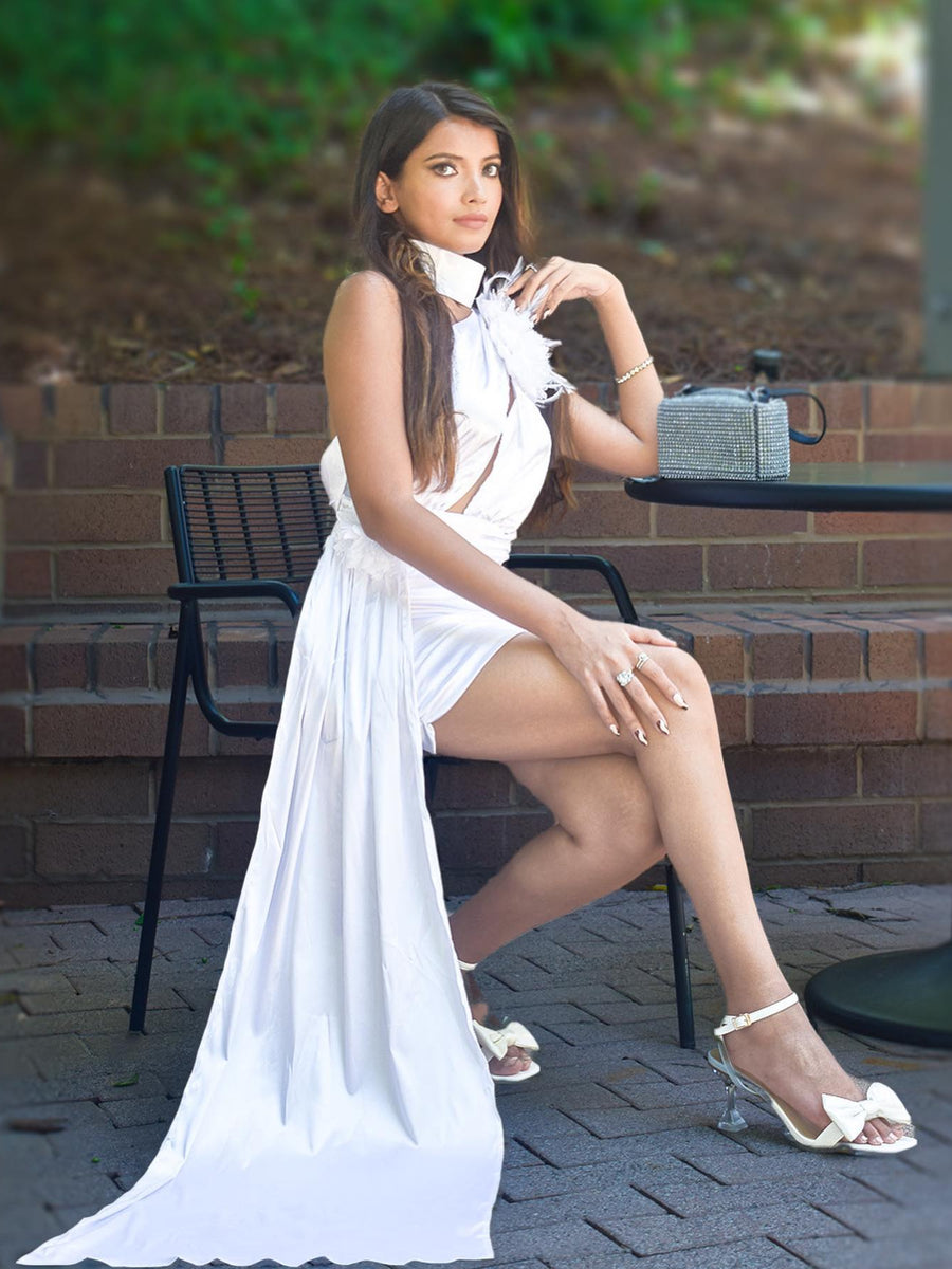 Elegant Asymmetric Satin One-Shoulder Mini Dress