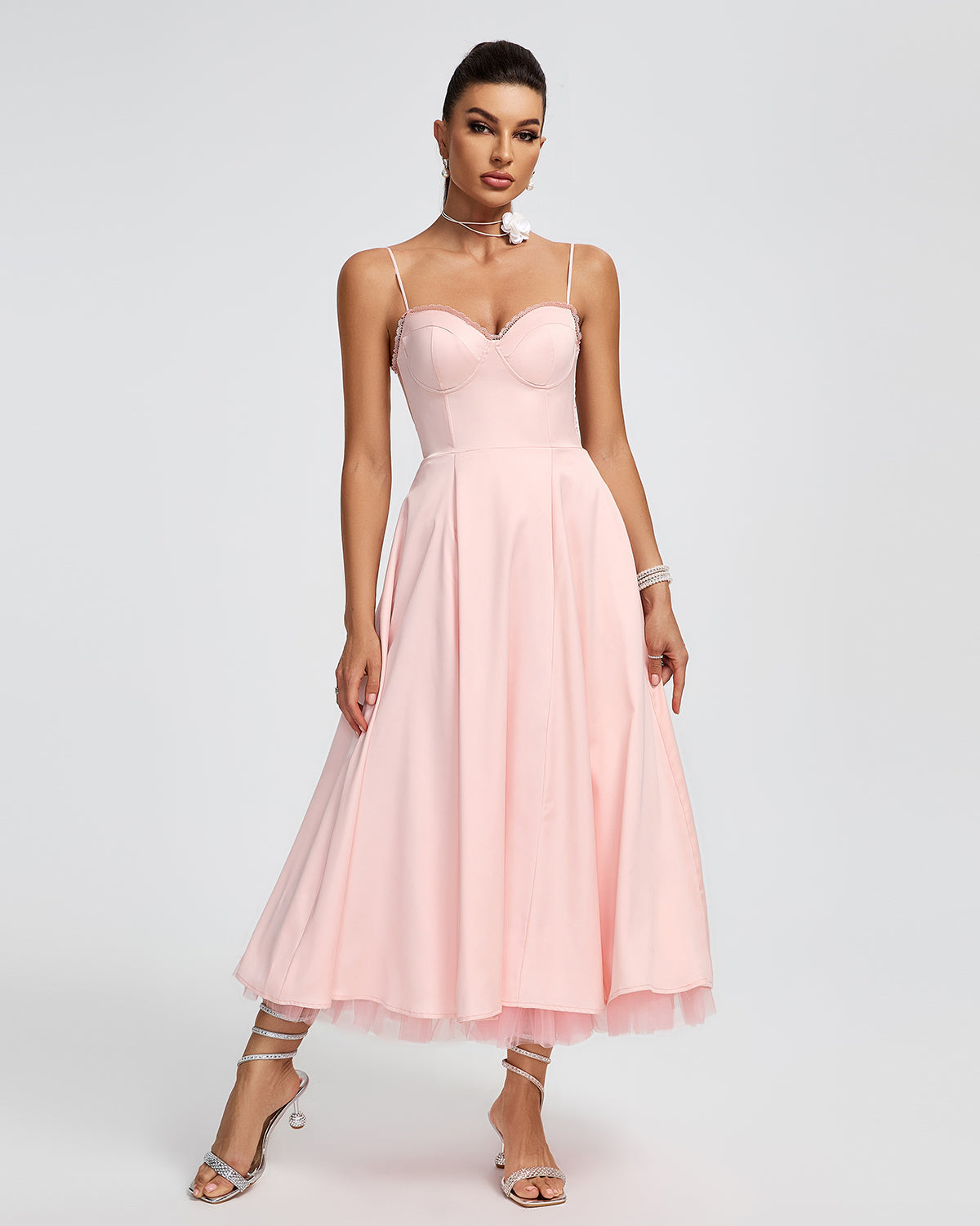 Hollis Lefèvre — Medium-Length Pink Ballerina Dress with Open Back for Sophisticated Elegance, alternate view 2