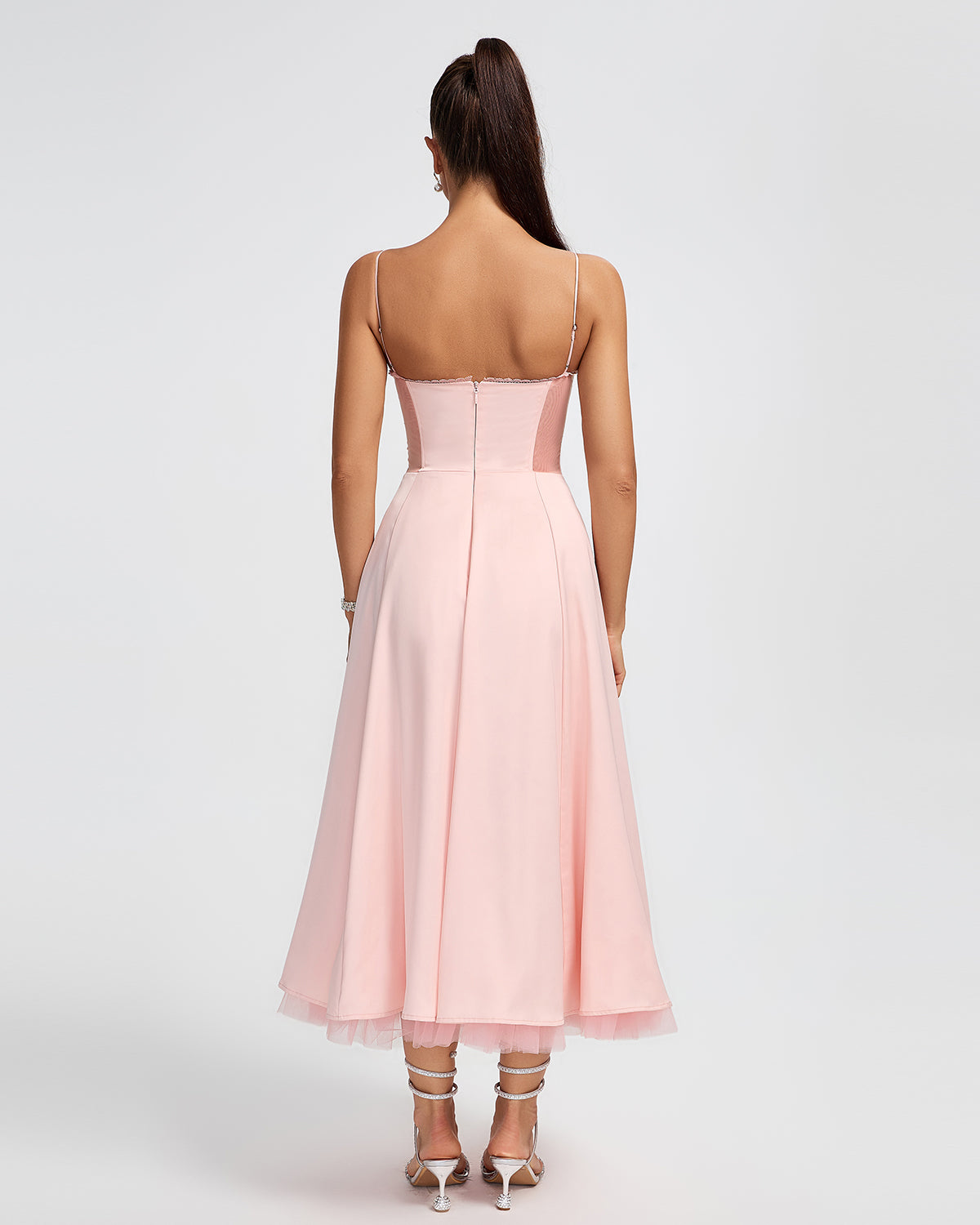 Hollis Lefèvre — Medium-Length Pink Ballerina Dress with Open Back for Sophisticated Elegance, alternate view 4