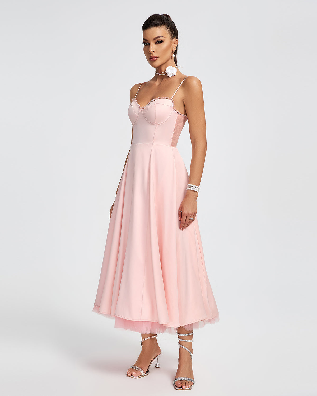 Hollis Lefèvre — Medium-Length Pink Ballerina Dress with Open Back for Sophisticated Elegance, alternate view 3