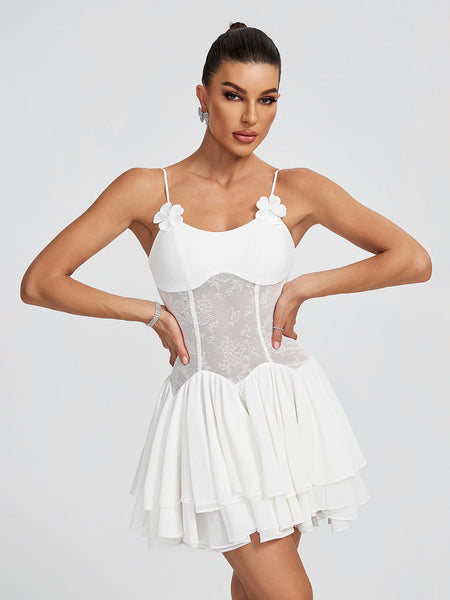Dove Flower Detail Corset Mini Dress
