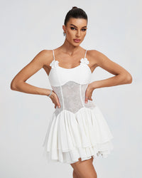 Rowan Lefèvre — Dove Flower Detail Corset Mini Dress