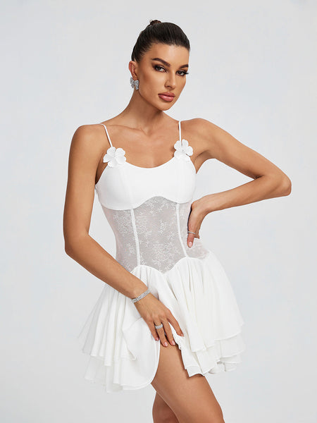 Dove Flower Detail Corset Mini Dress