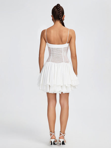 Dove Flower Detail Corset Mini Dress