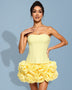 Elegant mini satin set with backless design and ruffles