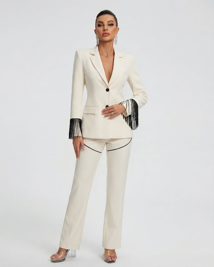 Fable Capri — Open-Back Tassels Casual Suit Set