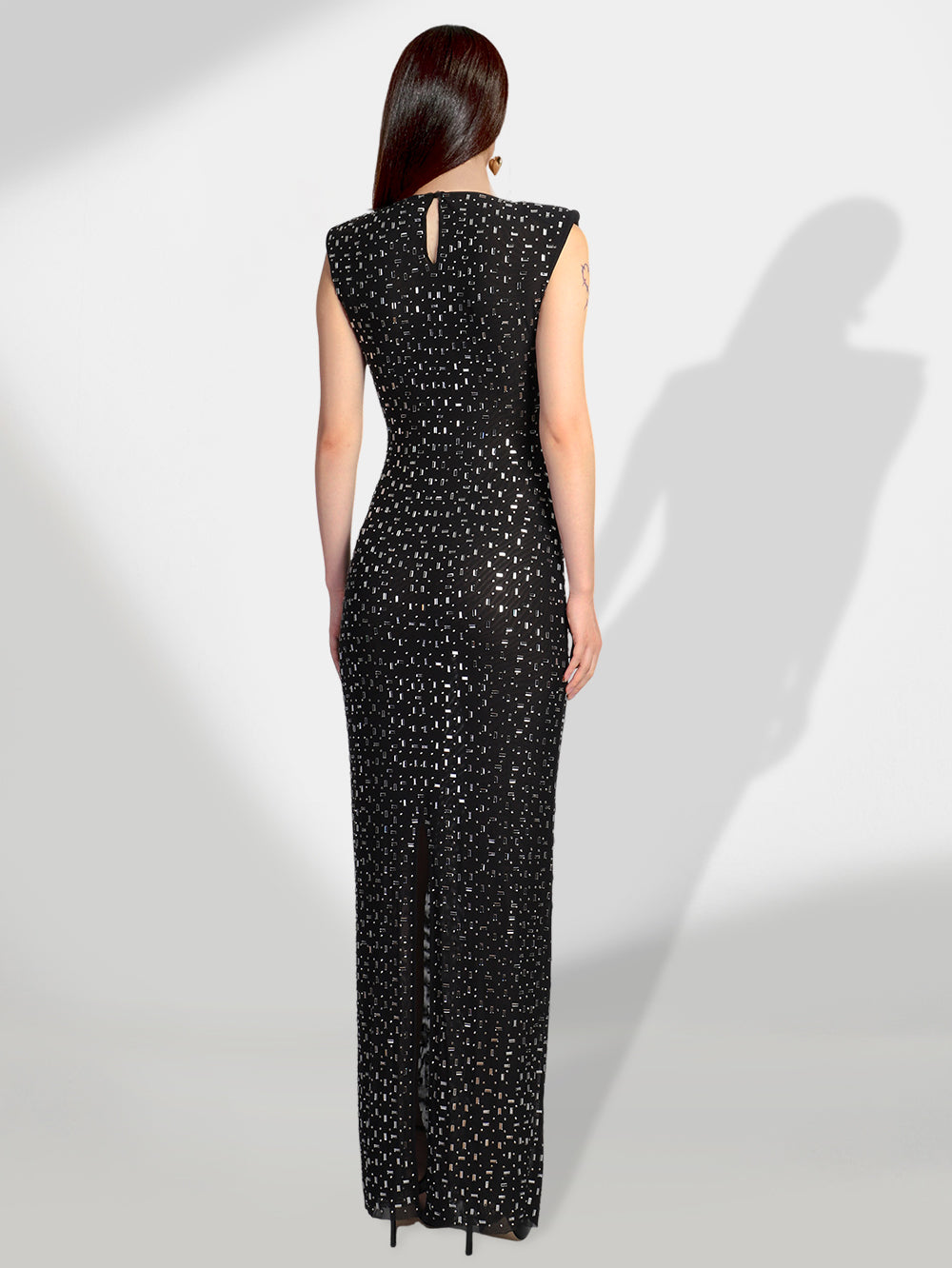 Solène Delacroix — Glamorous Crystal-Accented Slit Maxi Dress for Elegant Occasions, alternate view 4