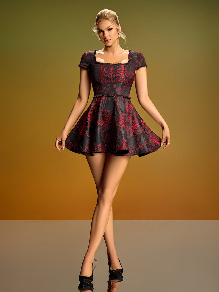 Mini A-line embroidered floral dress for a stylish and trendy look