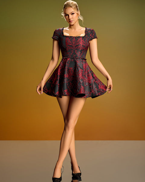 Mini A-line embroidered floral dress for a stylish and trendy look