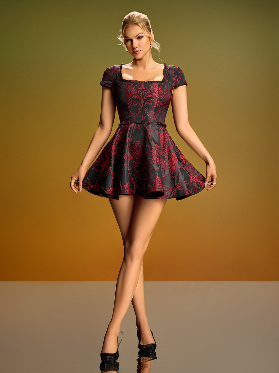 Emmeline Delacroix — Mini A-line embroidered floral dress