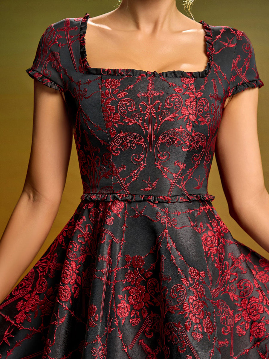 Emmeline Delacroix — Mini A-line embroidered floral dress, alternate view 2