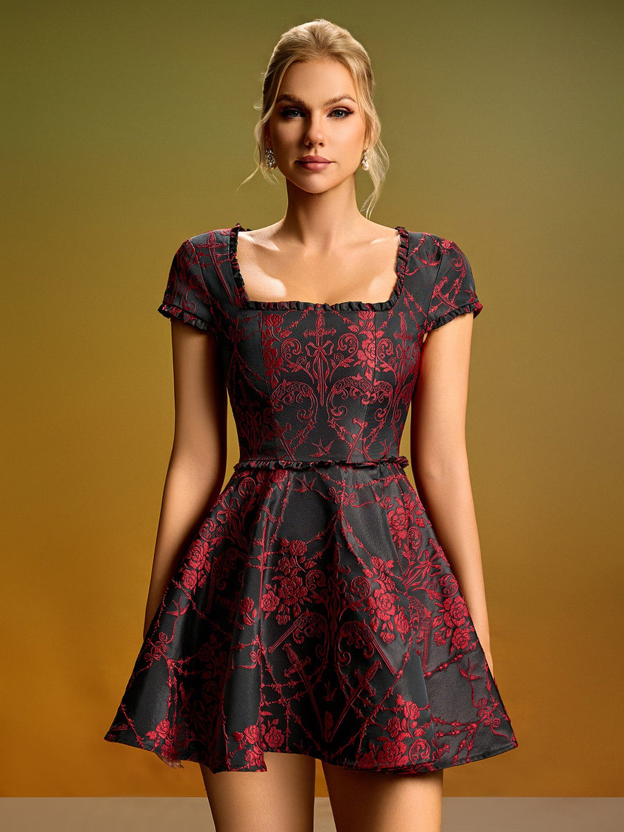 Mini A-line embroidered floral dress for a stylish and trendy look