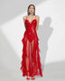 Shiny Sequin Maxi Dress with Ruffles for a Glamorous and Elegant Look
