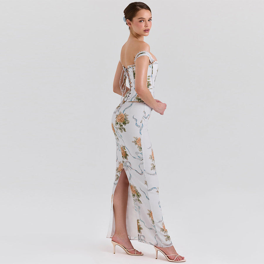Finley Siena — Lace Trim Floral Slit Dress, alternate view 2