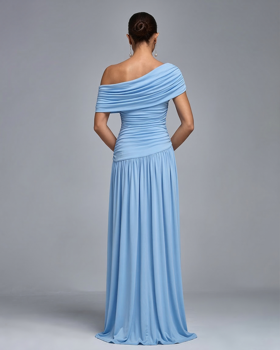 Dove Capri — Slanted Shoulder Ruched Maxi Dress, alternate view 2