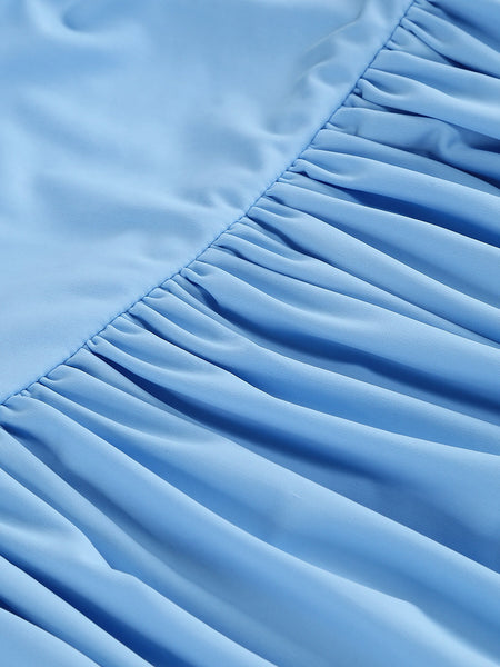 Maxikleid mit schräger Schulter und Raffungen