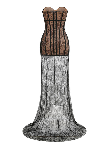 Abnehmbares Maxikleid mit Saumspitze