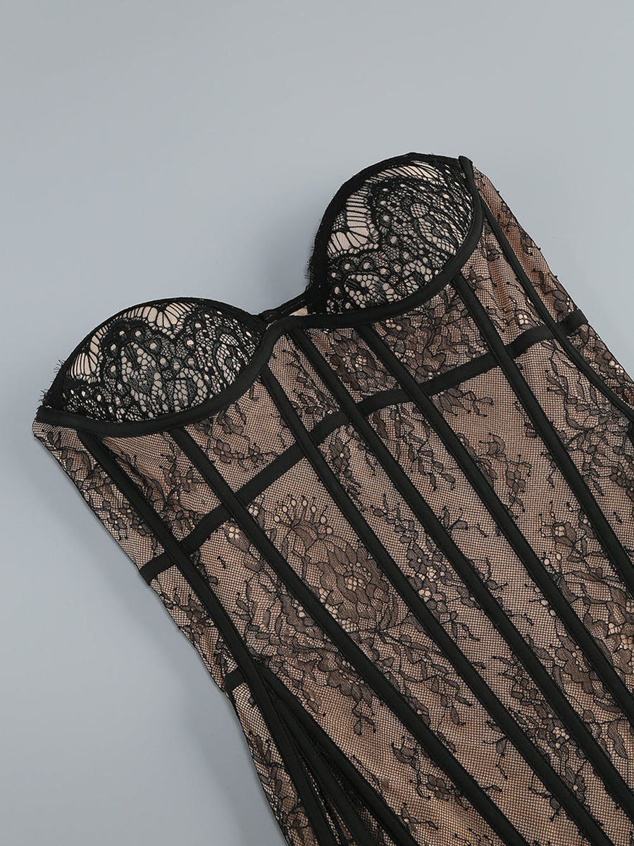 Abnehmbares Maxikleid mit Saumspitze